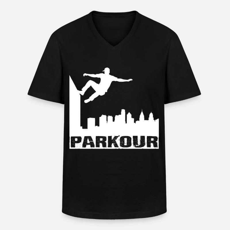 Parkour - Männer-T-Shirt mit V-Ausschnitt - Schwarz
