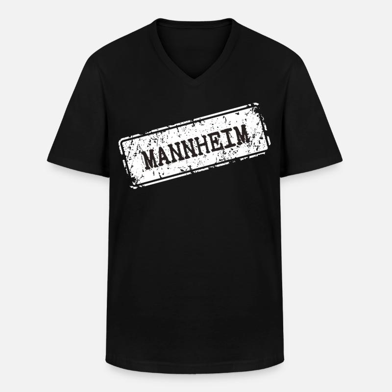 Mannheim  - Männer-T-Shirt mit V-Ausschnitt - Schwarz