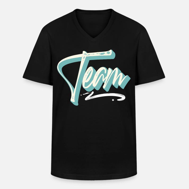 Team - Männer-T-Shirt mit V-Ausschnitt - Schwarz