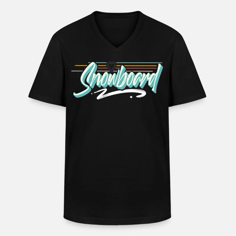 Snowboard - Männer-T-Shirt mit V-Ausschnitt - Schwarz