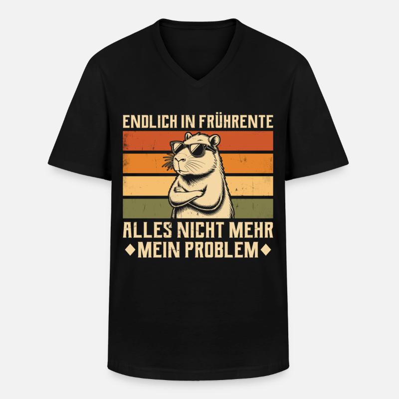 Endlich in Frührente - Capybara - Altersteilzeit - Männer-T-Shirt mit V-Ausschnitt - Schwarz