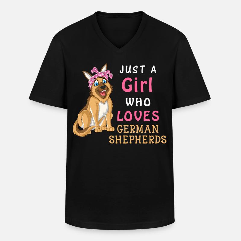 Mädchen liebt Deutschen Schäferhund - Männer-T-Shirt mit V-Ausschnitt - Schwarz