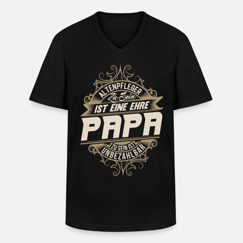 Altenpfleger Papa - Männer-T-Shirt mit V-Ausschnitt - Schwarz