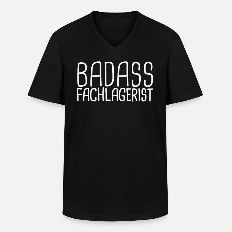 Fachlagerist Badass - Männer-T-Shirt mit V-Ausschnitt - Schwarz
