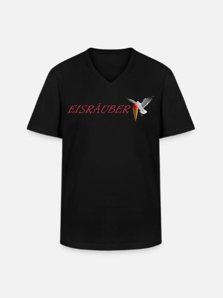 Eisräuber Design mit fliegender Möwe - Men's V-Neck T-Shirt - black