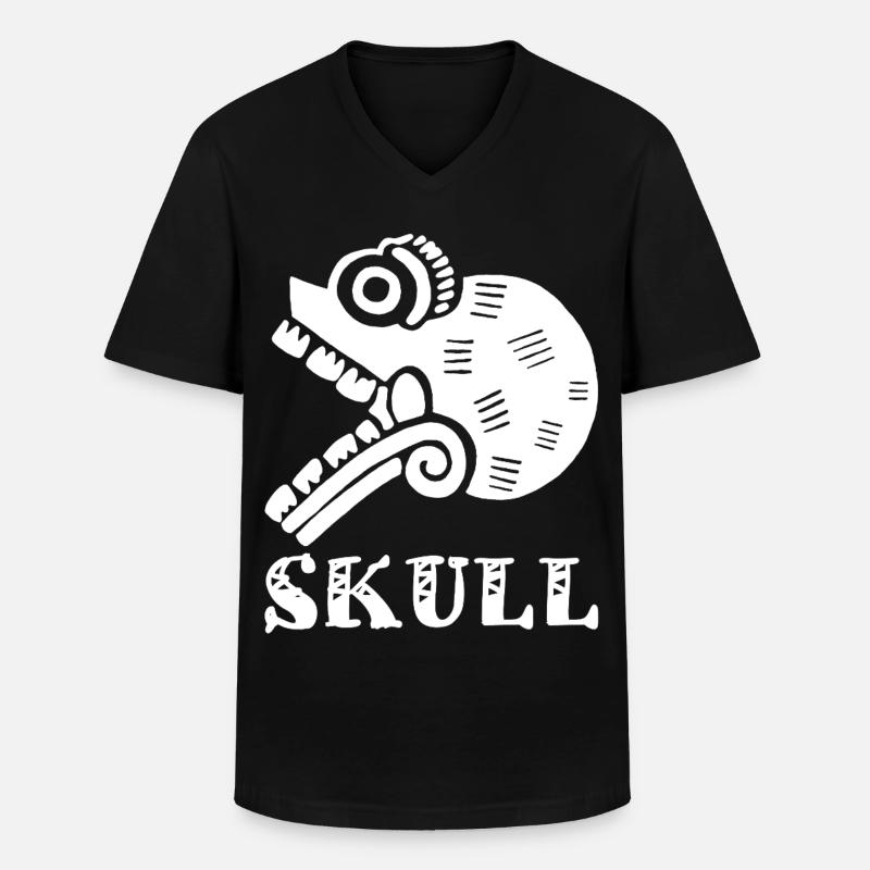 Weißer Stammesschädel - Männer-T-Shirt mit V-Ausschnitt - Schwarz