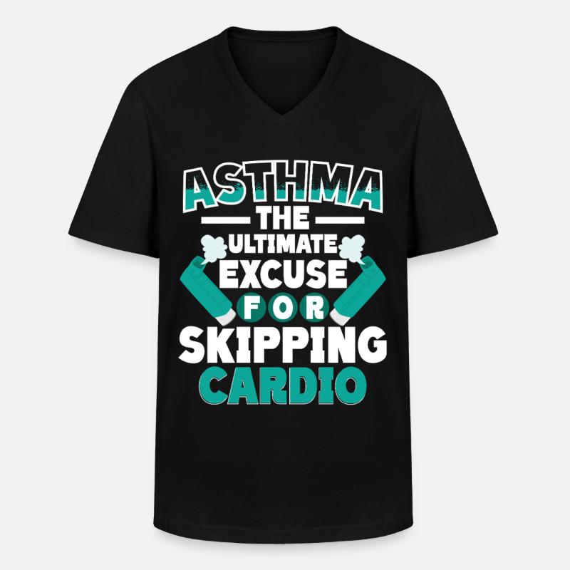 Asthma Asthmatiker Skipping Cardio - Männer-T-Shirt mit V-Ausschnitt - Schwarz