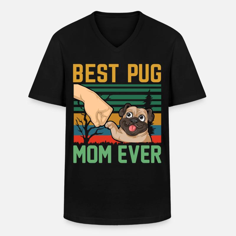 Beste Mopsmutter aller Zeiten Retro - Männer-T-Shirt mit V-Ausschnitt - Schwarz