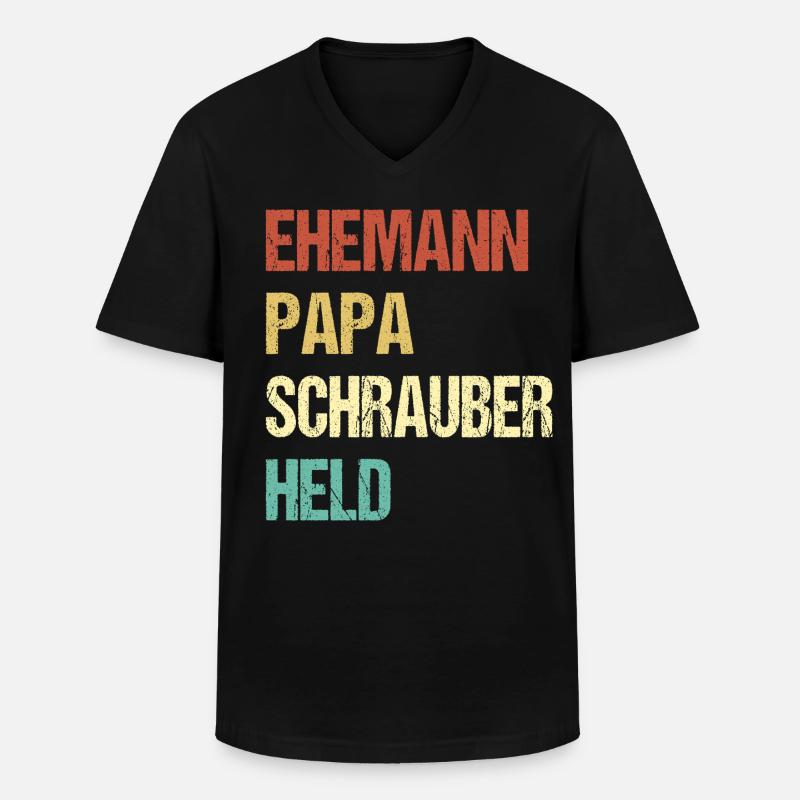 Ehemann Papa Schrauber Held - Männer-T-Shirt mit V-Ausschnitt - Schwarz