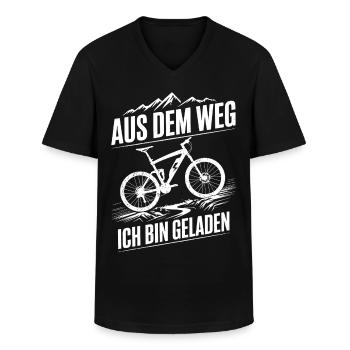 Dicton amusant de conduite en VTT électrique - à l’écart - T-shirt col V Homme - noir - Devant - AI Model Male 178 dark (178cm)