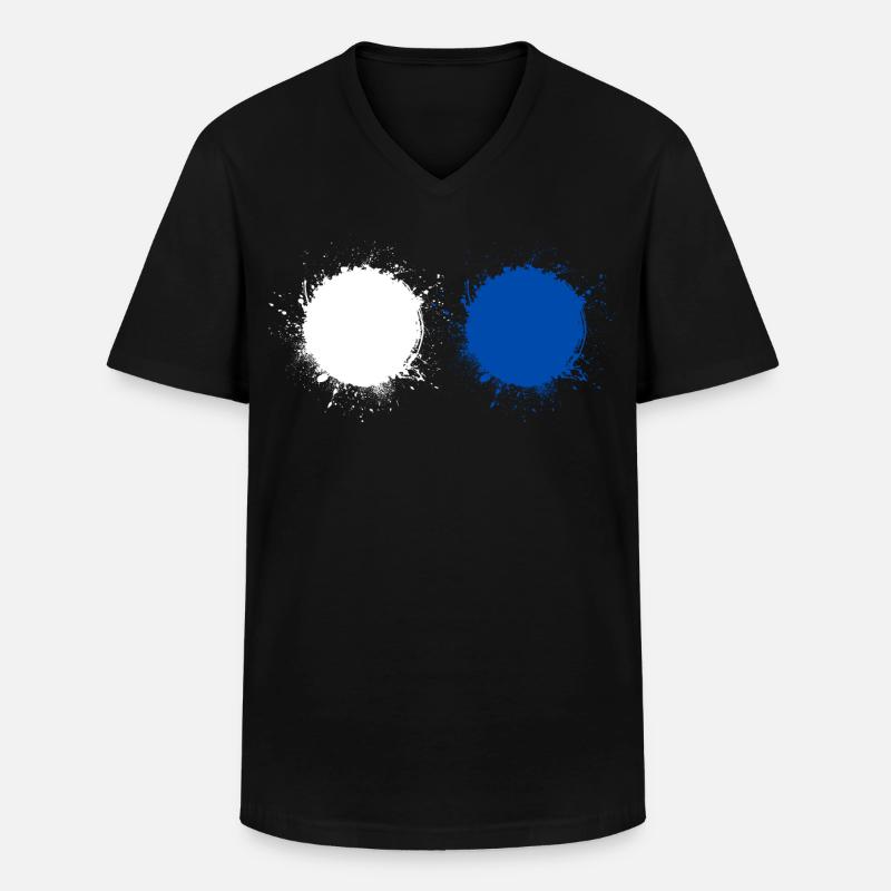 Weiß Blau - Männer-T-Shirt mit V-Ausschnitt - Schwarz
