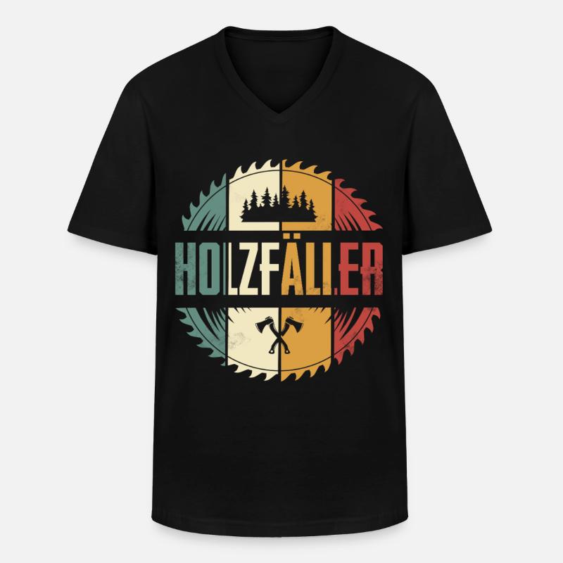 Holzfäller - Männer-T-Shirt mit V-Ausschnitt - Schwarz
