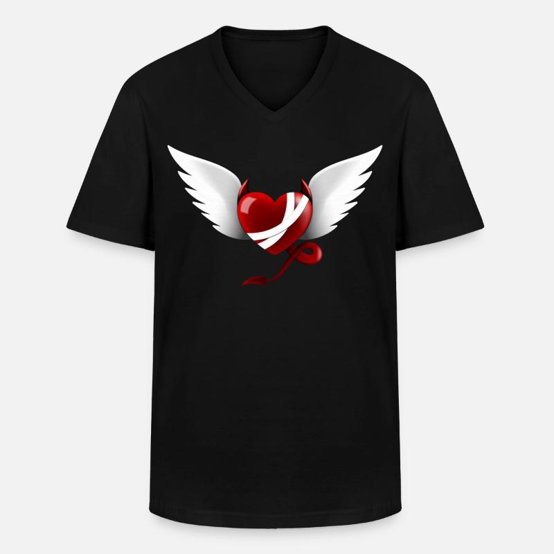 Herz Teufel Engel Design Geschenk - Männer-T-Shirt mit V-Ausschnitt - Schwarz