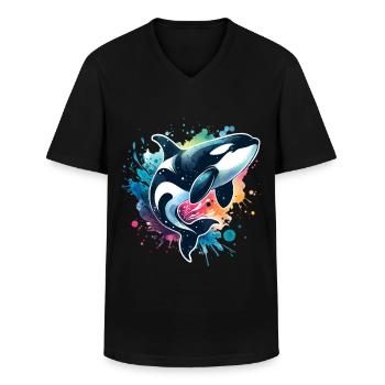 Orca Schwertwal - Männer-T-Shirt mit V-Ausschnitt - Schwarz - Vorne - AI Model Male 178 dark (178cm)