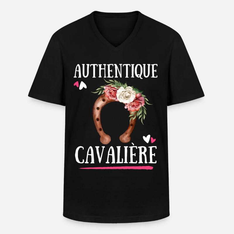 Authentischer Cavaliere - Männer-T-Shirt mit V-Ausschnitt - Schwarz