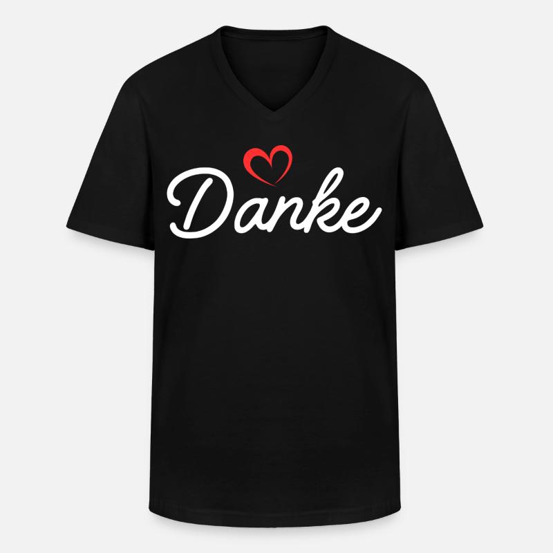 Danke Herz Script - Männer-T-Shirt mit V-Ausschnitt - Schwarz