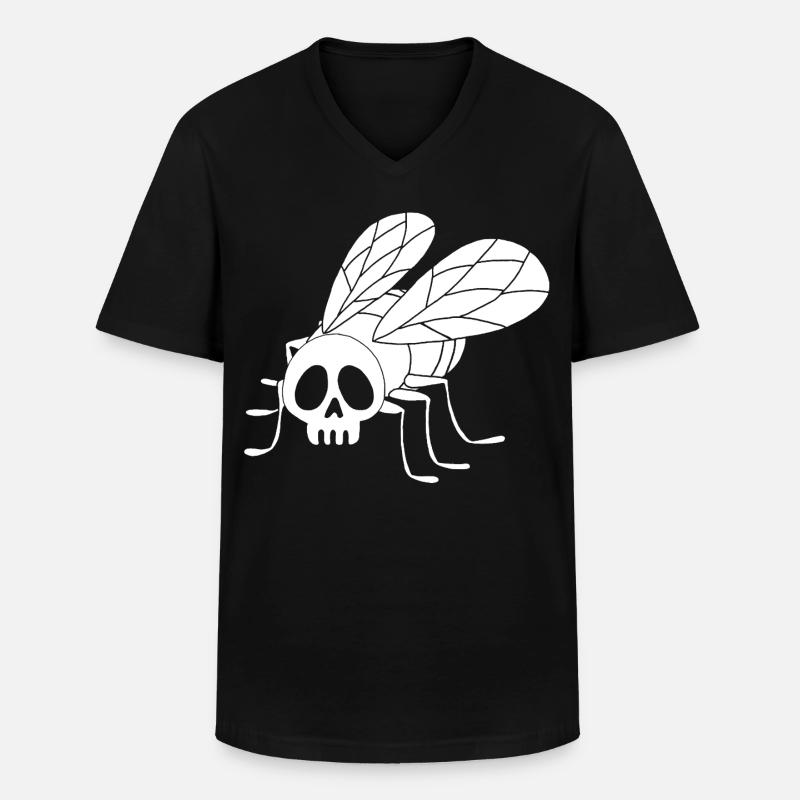 Fly Skull (weiß) - Männer-T-Shirt mit V-Ausschnitt - Schwarz