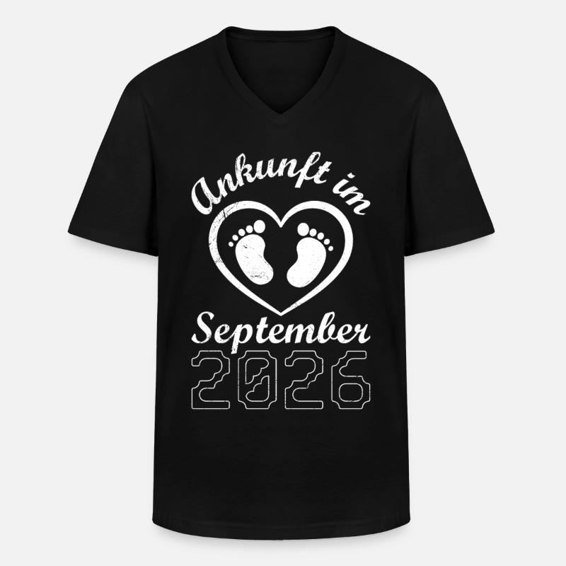 Werdende Mutter ANKUNFT IM SEPTEMBER 2026 - Männer-T-Shirt mit V-Ausschnitt - Schwarz