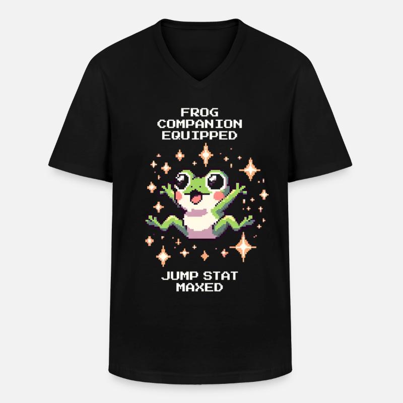 Frosch-Kumpel ausgerüstet – Sprung max | Kröte - Männer-T-Shirt mit V-Ausschnitt - Schwarz
