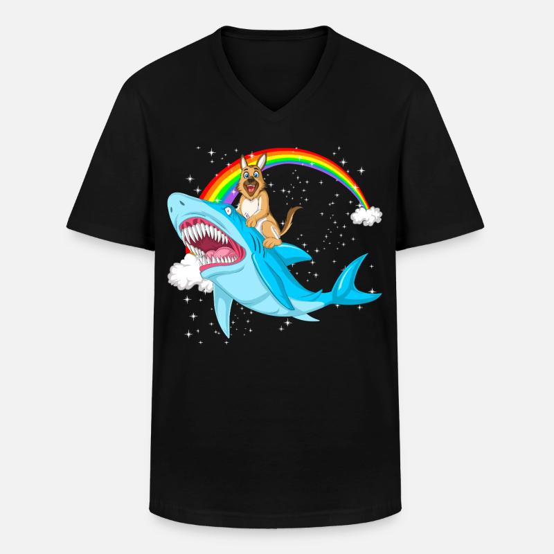 Deutscher Schäferhund Reithai - Männer-T-Shirt mit V-Ausschnitt - Schwarz