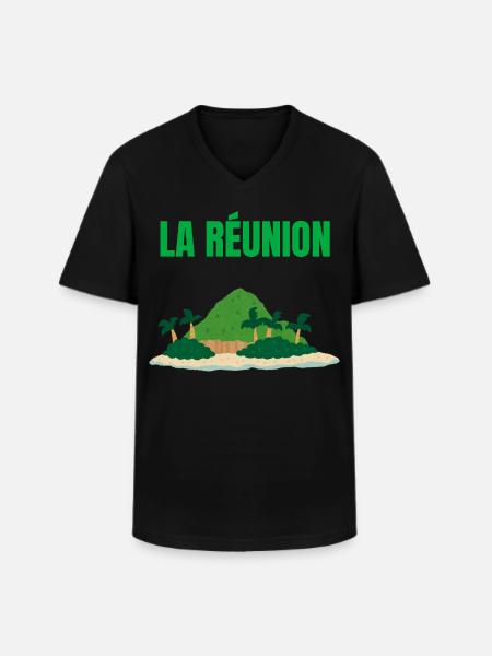 Tropical Reunion Island T-shirt - Men's V-Neck T-Shirt - black