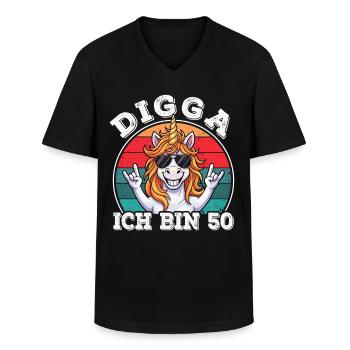 50. Geburtstag 50er 50ter Digga Ich bin 50 Jahre - Männer-T-Shirt mit V-Ausschnitt - Schwarz - Vorne - AI Model Male 178 dark (178cm)