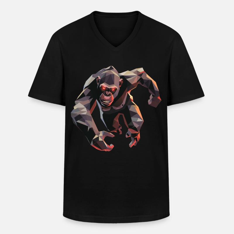 Gorilla im Low Poly Stil - Männer-T-Shirt mit V-Ausschnitt - Schwarz