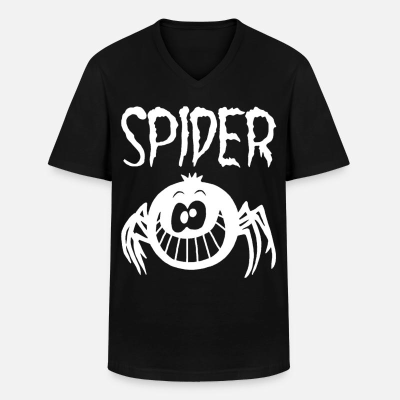 Die lächelnde weiße Spinne - Männer-T-Shirt mit V-Ausschnitt - Schwarz