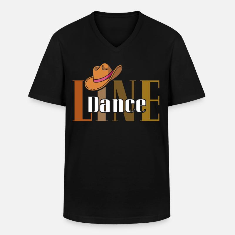 LineDance Cowboy Hut - Männer-T-Shirt mit V-Ausschnitt - Schwarz