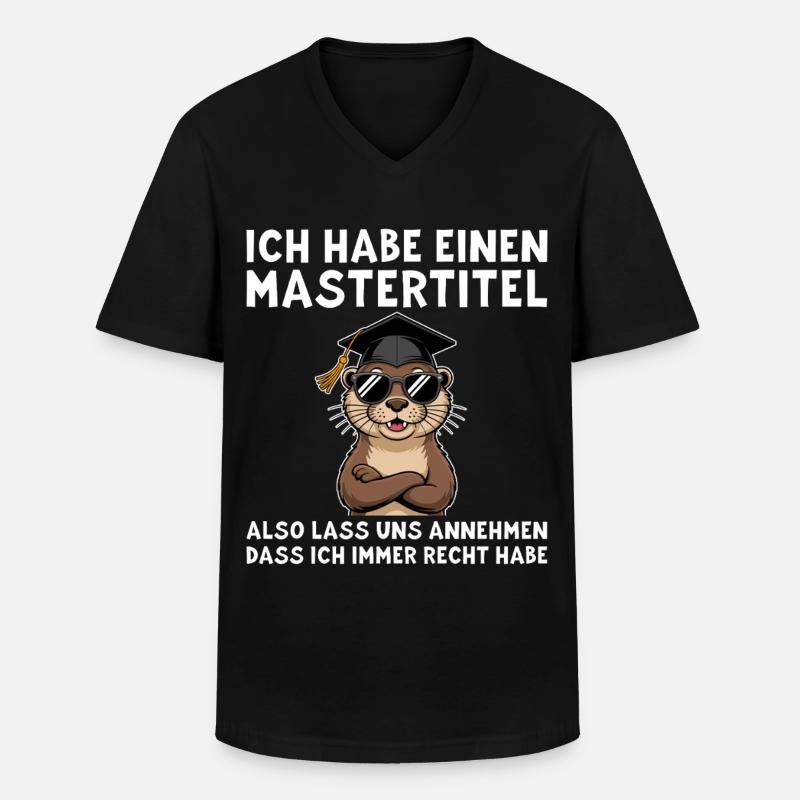 Mastertitel - Lustiger Otter Master Abschluss - Männer-T-Shirt mit V-Ausschnitt - Schwarz
