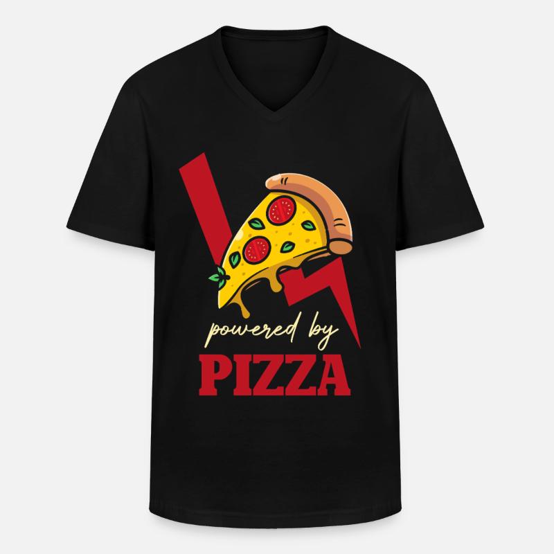 Power Pizza Blitz-Logo - Männer-T-Shirt mit V-Ausschnitt - Schwarz