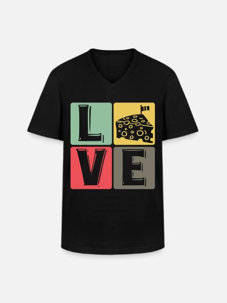 CheeseLove Pop Art Square - Men's V-Neck T-Shirt - black