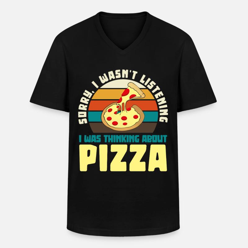 Pizza Träumer Retro Motiv - Männer-T-Shirt mit V-Ausschnitt - Schwarz