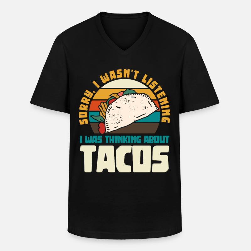 Später Taco Gedankengang Retro Design - Männer-T-Shirt mit V-Ausschnitt - Schwarz