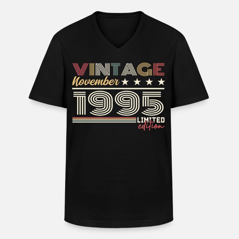 November 1995 - Männer-T-Shirt mit V-Ausschnitt - Schwarz
