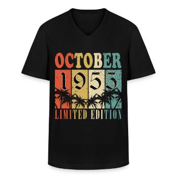 70. Geburtstag Original Oktober Jahrgang 1955 - Männer-T-Shirt mit V-Ausschnitt - Schwarz - Vorne - AI Model Male 178 dark (178cm)