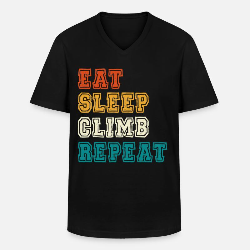 Eat Sleep Climb Repeat Design - Männer-T-Shirt mit V-Ausschnitt - Schwarz