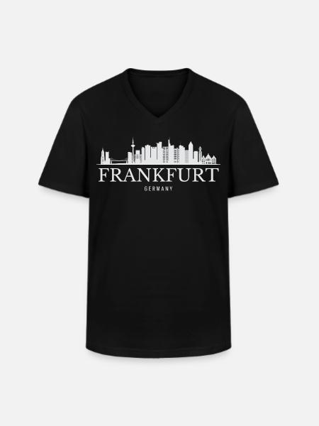 Frankfurt Skyline, Frankfurt Germany - Men's V-Neck T-Shirt - black