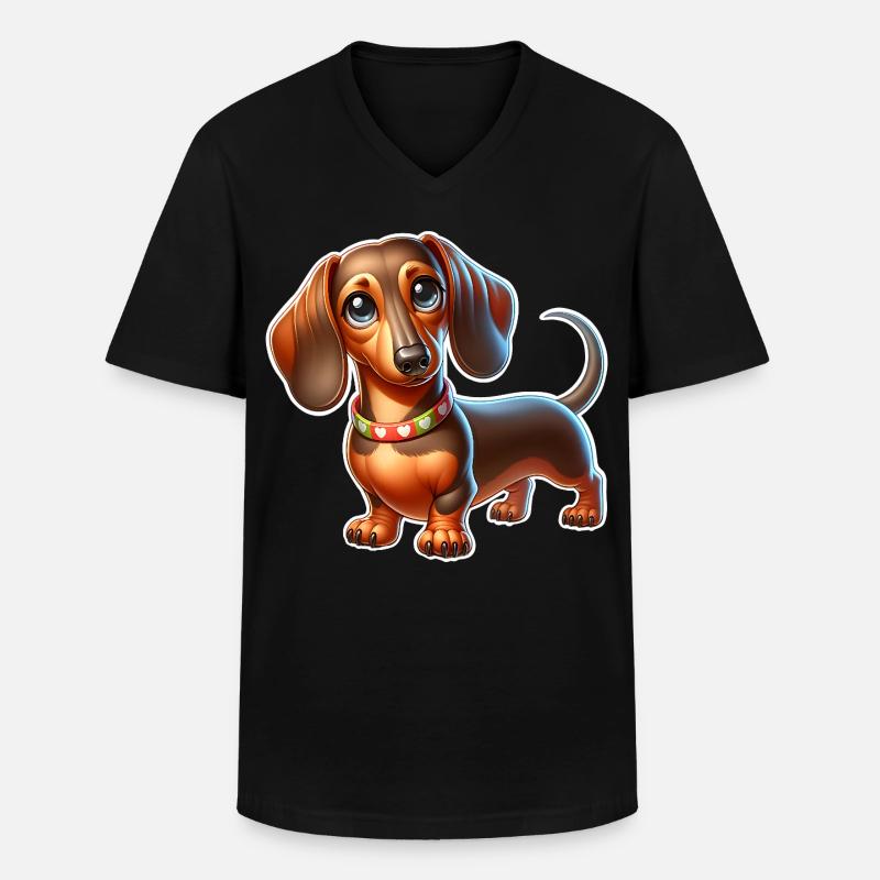 Dackel - Männer-T-Shirt mit V-Ausschnitt - Schwarz