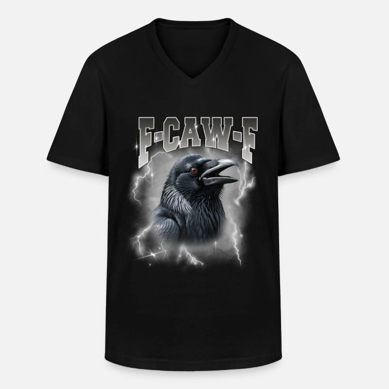 F-Caw-E Rabensturm Graphik - Männer-T-Shirt mit V-Ausschnitt - Schwarz