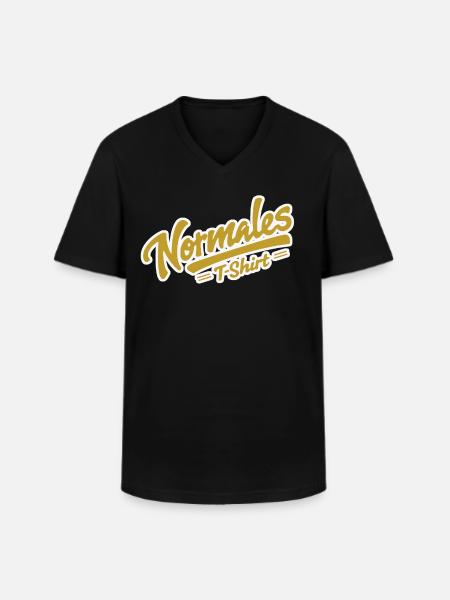 Normal T-shirt yellow - Men's V-Neck T-Shirt - black