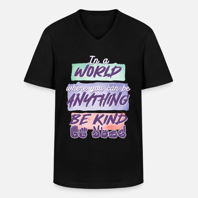 ASL Dolmetscher Gebärdensprache - Männer-T-Shirt mit V-Ausschnitt - Schwarz