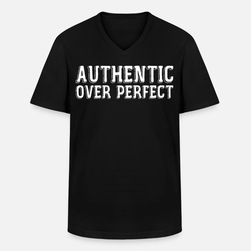 Authentisch statt perfekt - Männer-T-Shirt mit V-Ausschnitt - Schwarz