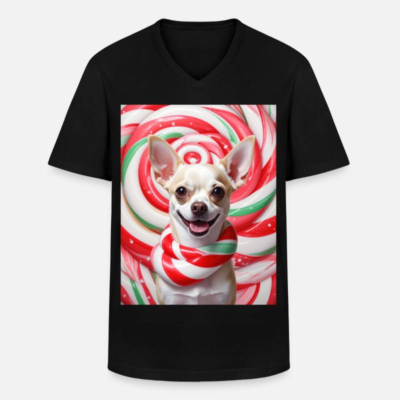 Candy Dog im Peppermix-Hintergrund - Männer-T-Shirt mit V-Ausschnitt - Schwarz
