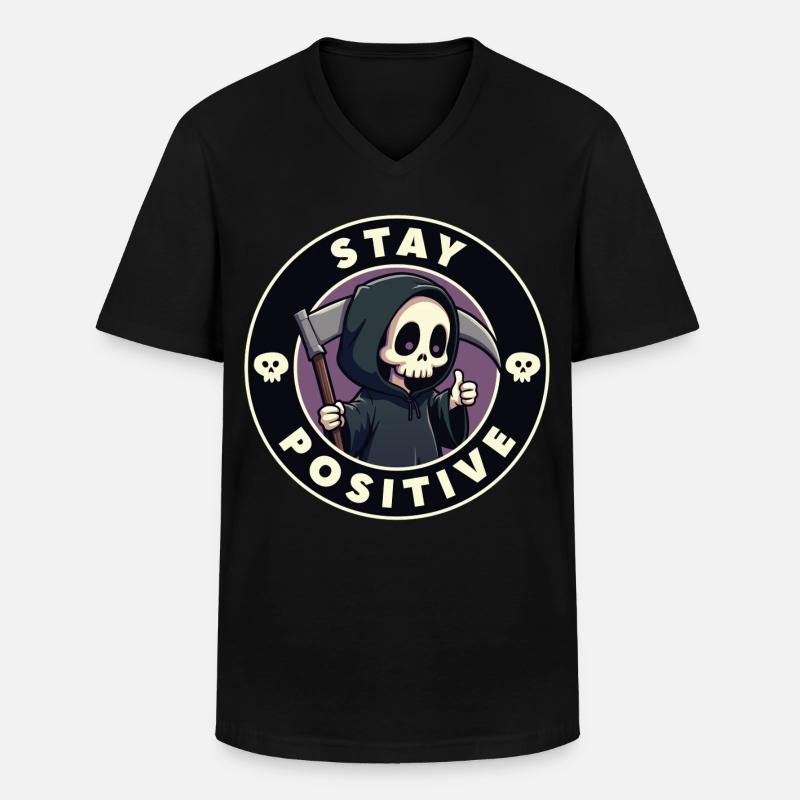 Bleiben Sie positiv - Männer-T-Shirt mit V-Ausschnitt - Schwarz