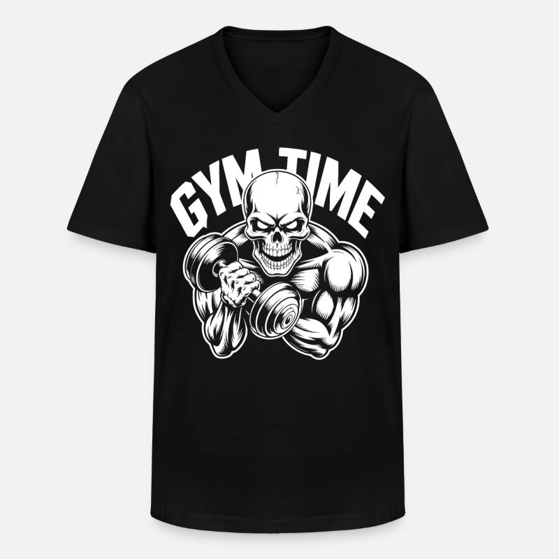 Knochen Skull Krafttraining Workout - Männer-T-Shirt mit V-Ausschnitt - Schwarz
