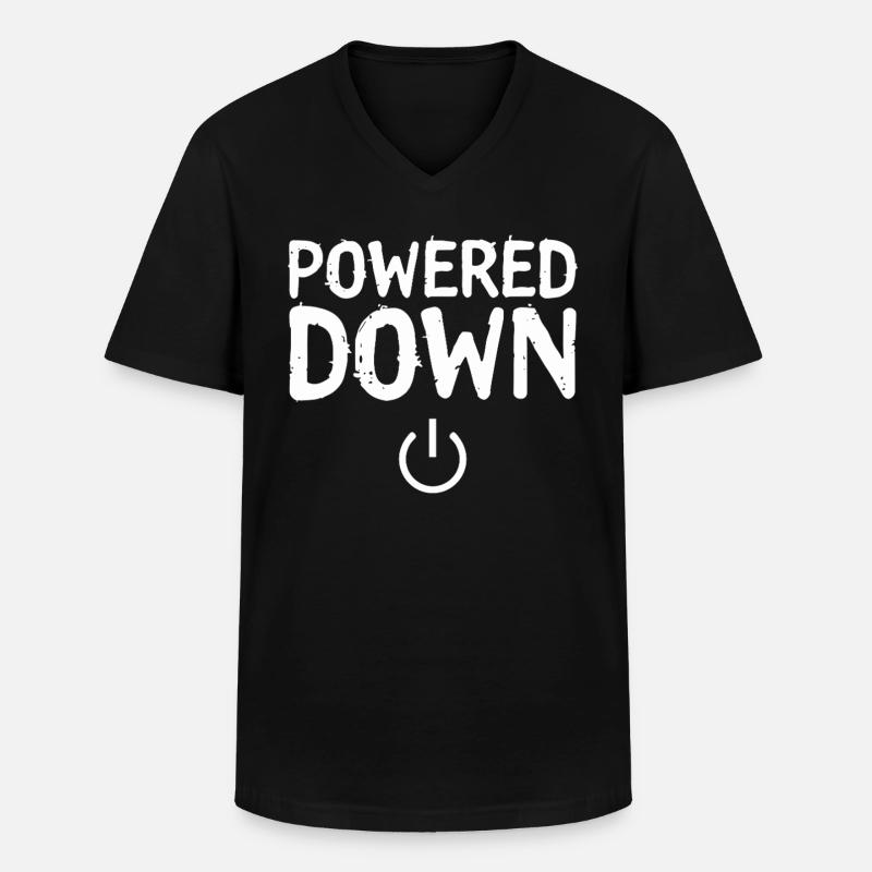 Powered Down Power Status Off - Men's V-Neck T-Shirt - black