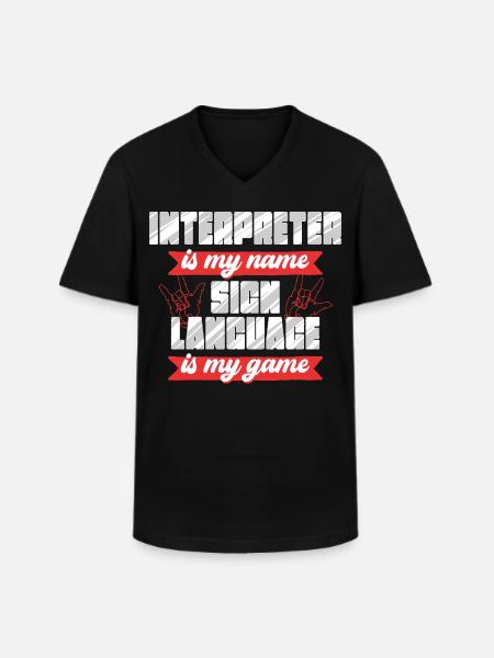 ASL Sign Language Interpreter Sign Language - Men's V-Neck T-Shirt - black