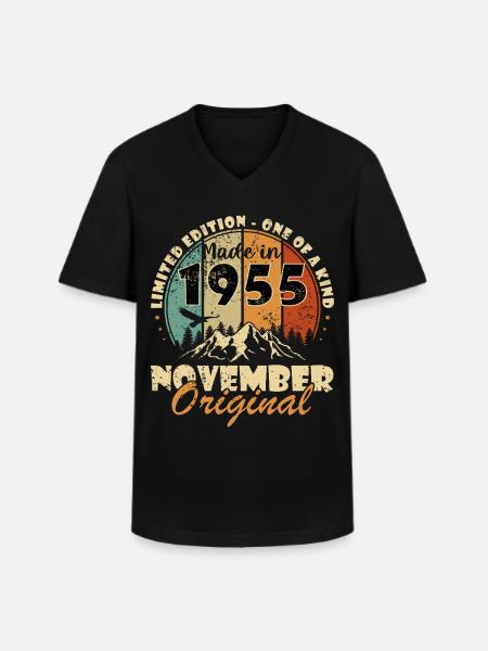 70th Anniversary - Original - November 1955 - Men's V-Neck T-Shirt - black