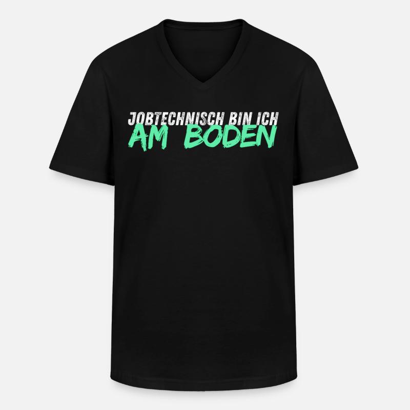 Jobtechnisch bin ich am BODEN // Bodenleger - Männer-T-Shirt mit V-Ausschnitt - Schwarz